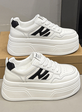 防水台厚底小白鞋女2026春季新款小个子增高6cm松糕鞋时尚休闲鞋