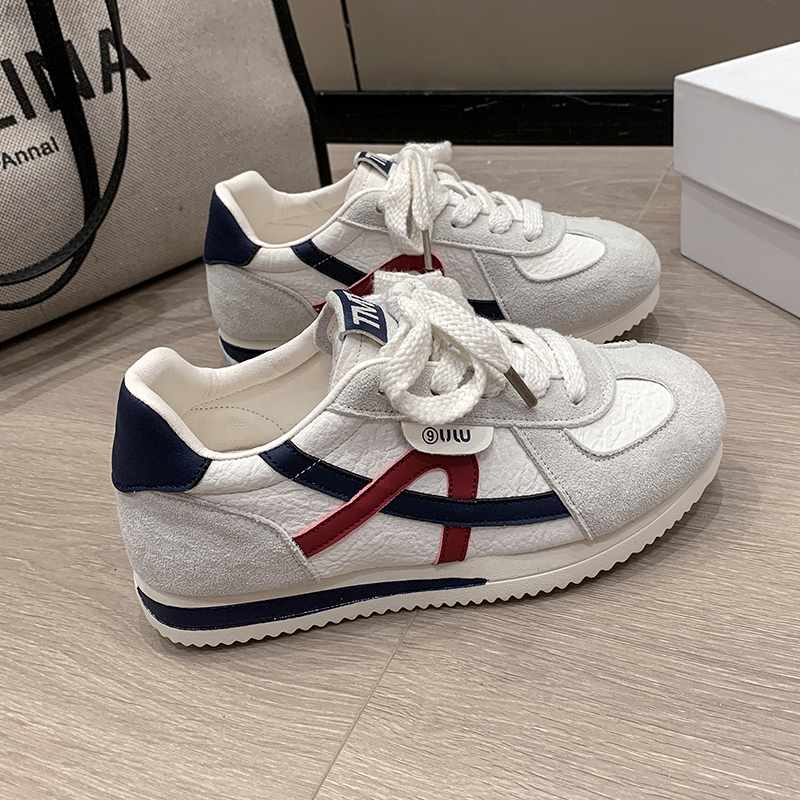 内增高阿甘鞋女小白鞋皮面单鞋