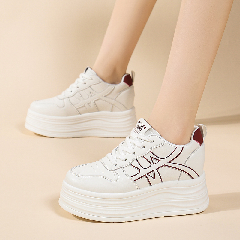 内增高7cm厚底小白鞋女松糕鞋