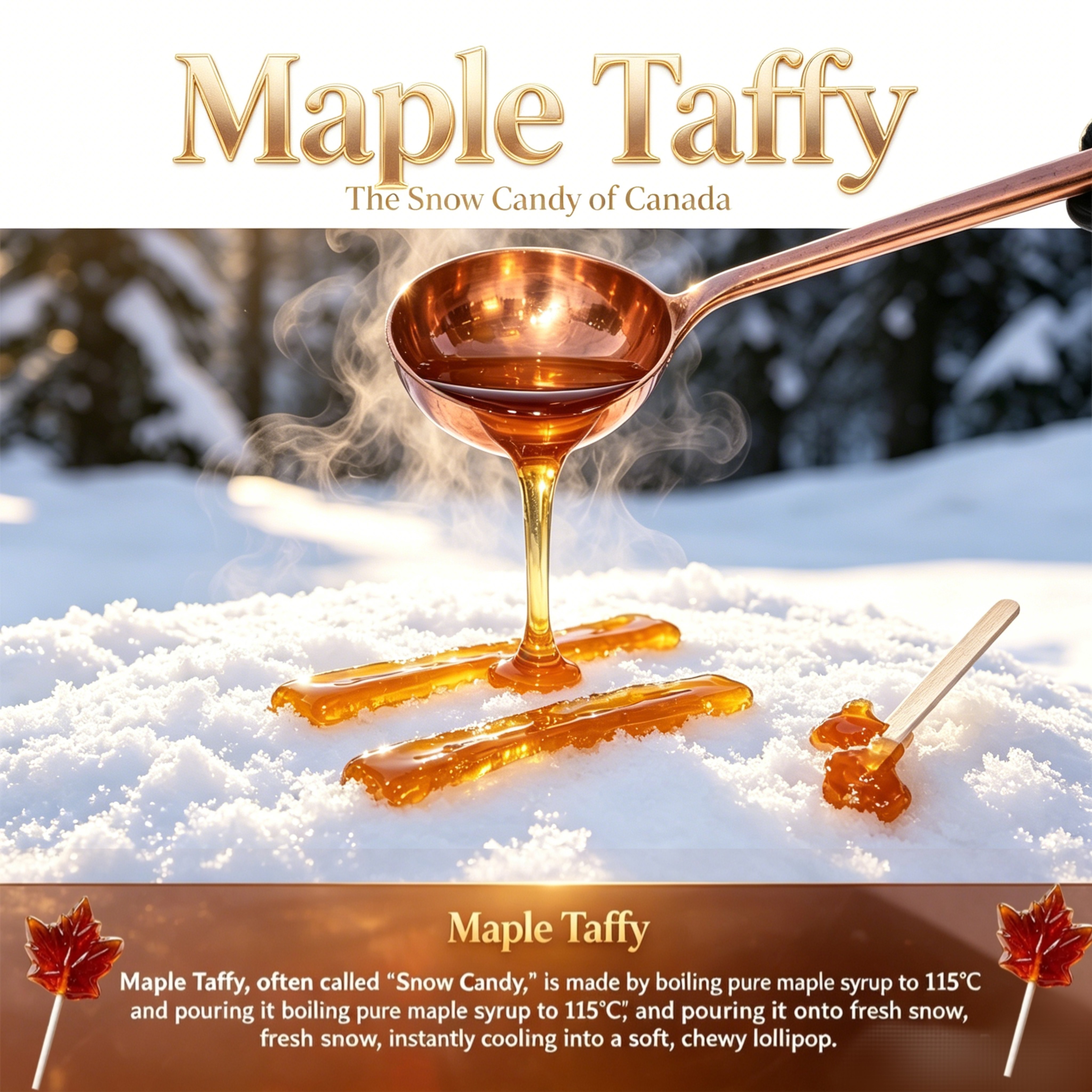 加拿大原装进口枫糖浆太妃糖雪上糖果枫叶棒棒糖零售Maple Taffy