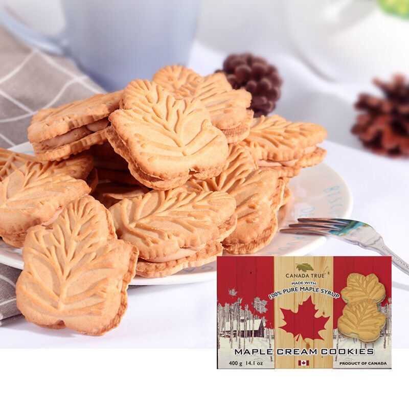 加拿大正品进口食品枫叶糖浆曲奇饼干网红代餐饱腹儿童零食400g