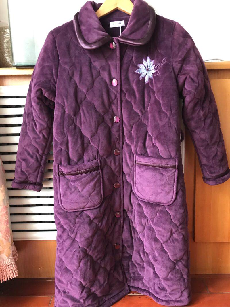 曼家女式加厚长款保暖棉袍20321206