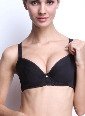 桑扶兰女款肤色黑色聚拢上托侧收型3-4薄杯文胸AMB04【BC罩杯】