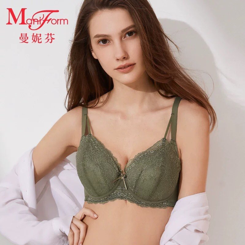 曼家大罩杯全杯全包裹大胸显小深V聚拢调整型文胸20840535