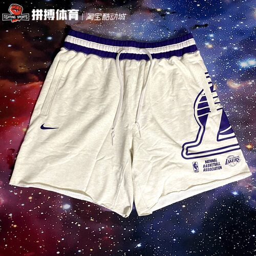 Nike耐克男子篮球短裤毛边湖人队