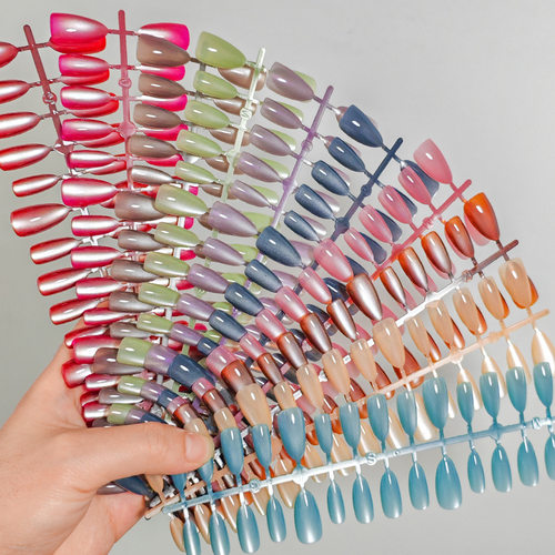 网红简约美甲新款纯色短杏仁