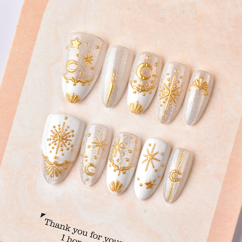 法式杏仁30片装鎏金波西米亚猫眼