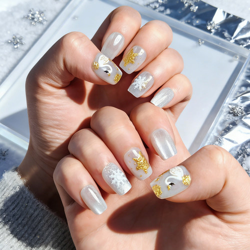 鎏金浮雕猫眼短款梯形穿戴甲