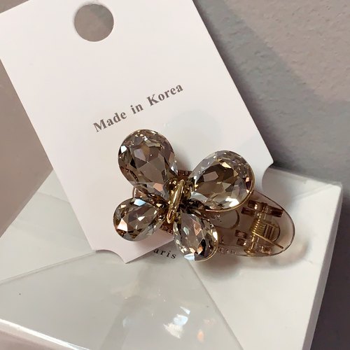 4cm水晶蝴蝶【鸭嘴夹 捏夹】韩国进口东大门发饰刘海夹