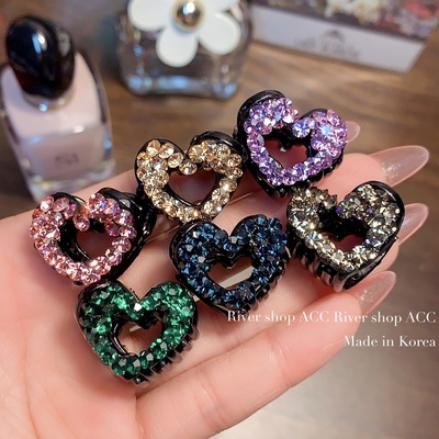 2cm彩钻小爱心【抓夹】韩国进口迷你小抓子发卡满钻/夹事发/刘海