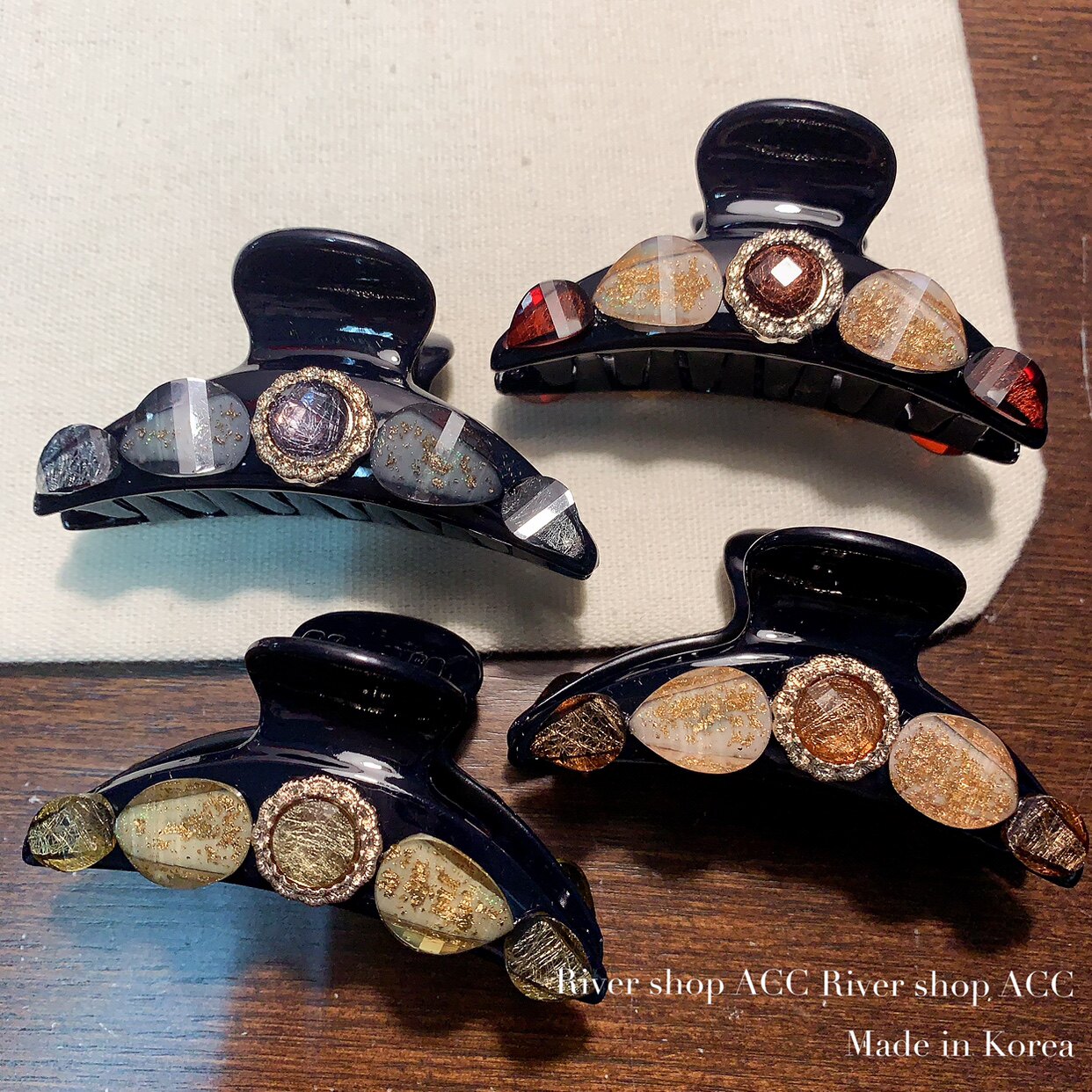 7cm+亚克力金箔【抓夹】韩国进口中号发夹半抓夹子发饰