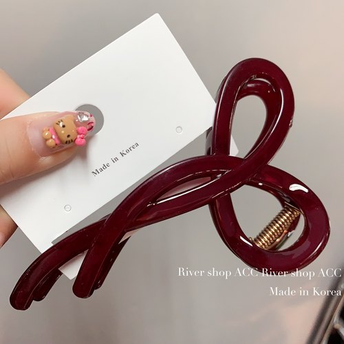 抓得紧～13cm蝴蝶结安哥拉红色【抓夹】韩国发夹素夹子发夹发抓