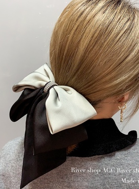 4cm青灰色蝴蝶结【马尾夹】韩国发饰秋冬新款