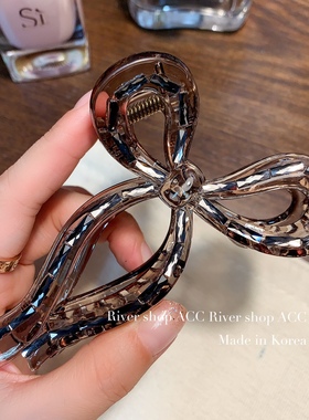 11cm灰色闪钻大蝴蝶结【抓夹】韩国发饰鲨鱼夹发夹发抓发卡