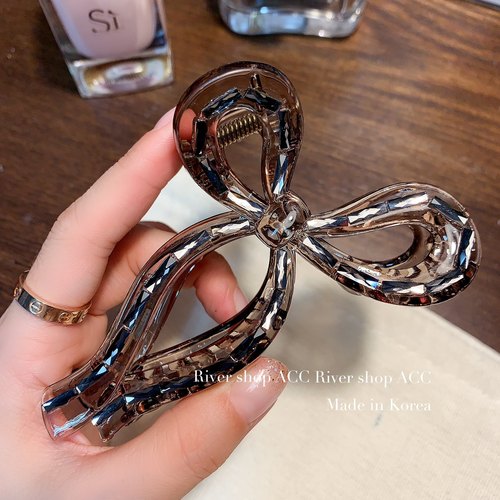 11cm灰色闪钻大蝴蝶结【抓夹】韩国发饰鲨鱼夹发夹发抓发卡