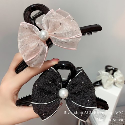 13cm大蝴蝶结雪纺烫钻【抓夹】韩国进口发饰
