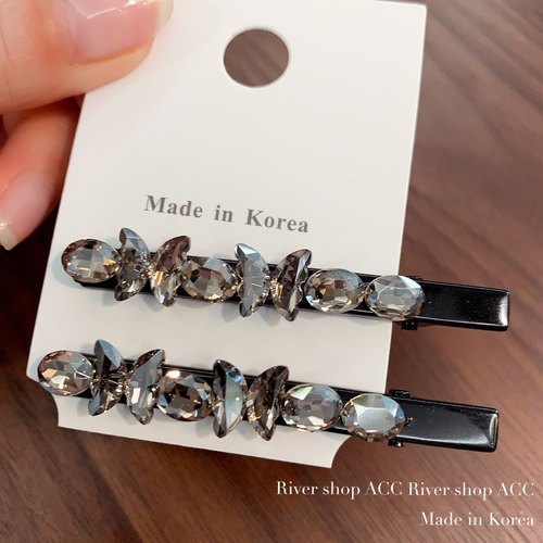6cm小蝴蝶闪亮灰水晶【鸭嘴夹/侧边夹】刘海家碎发夹子卡发