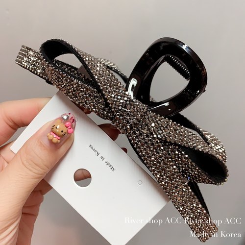 13cm奢华感满天星【抓夹】韩国发饰施华家水晶元素蝴蝶结鲨鱼夹