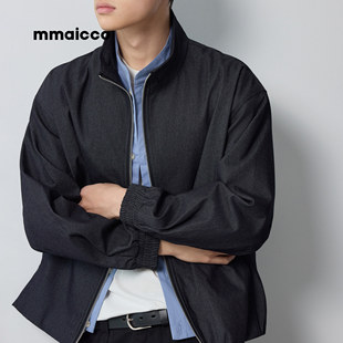 墨麦客男装2026春季新款衬衫假两件立领夹克男士学院风休闲外套男