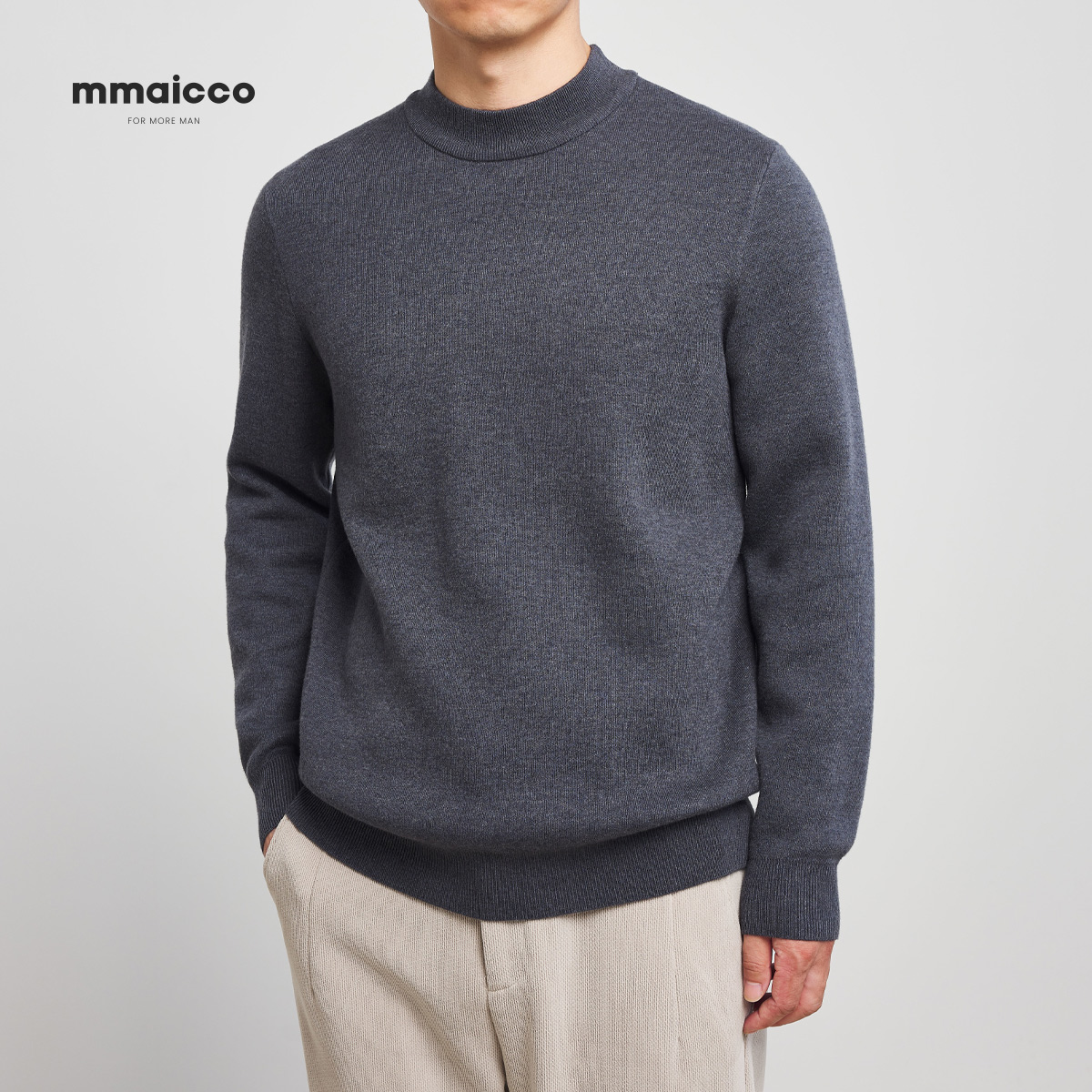 墨麦客男装加绒纯色男士半高领毛衣2025秋冬季新款休闲合体针织衫
