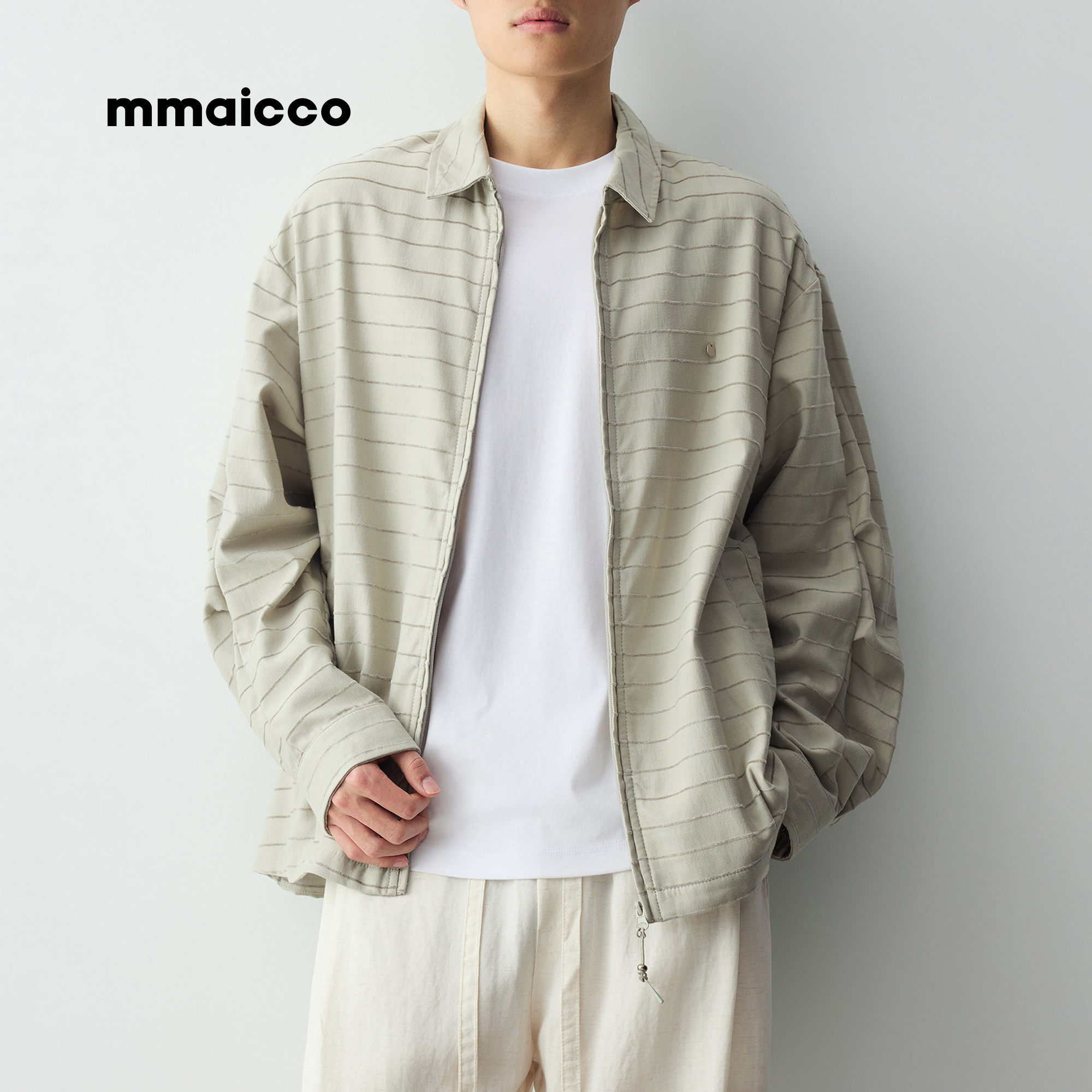 暗纹肌理衬衫式外套男装墨麦客2026春夏季新款男士通勤翻领夹克男