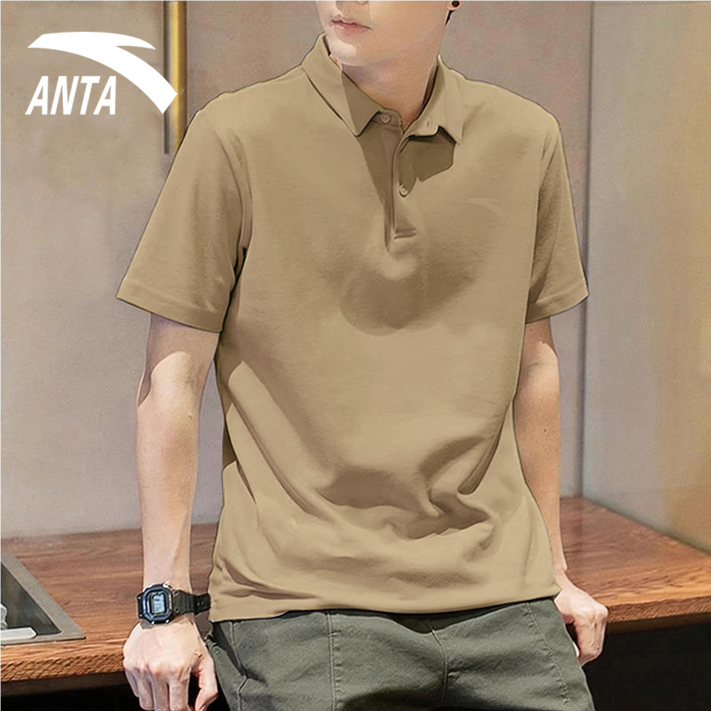 安踏短袖T恤男2026新款夏季速干翻领POLO衫商务男装中年运动上衣