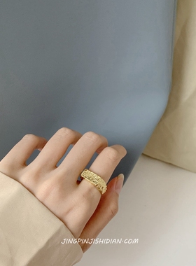 晶品ins潮小众褶皱女锡纸戒指