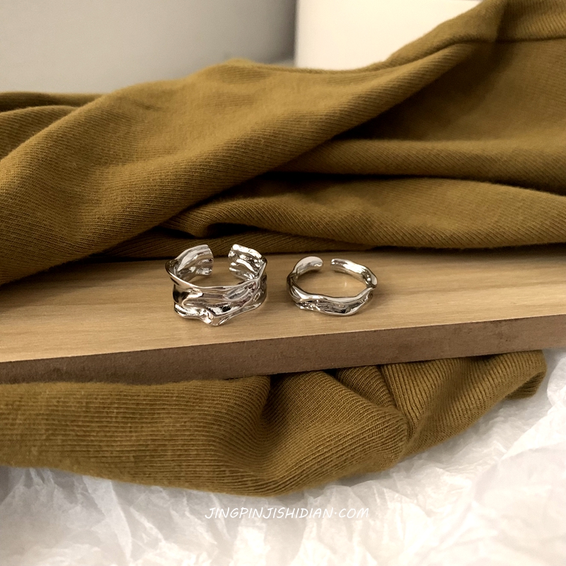 小众褶皱设计不规则夸张戒指女