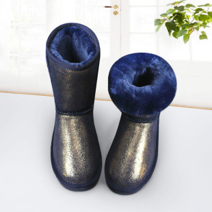 雪地靴女中筒真皮加绒加厚保暖防水皮面短靴子 新款 棉鞋 女2025冬季