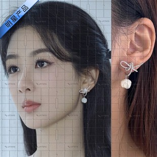 承欢记麦承欢杨紫明星同款耳环简约港风双层蝴蝶结花朵耳饰耳钉