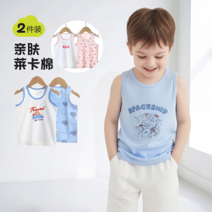 夏季儿童背心莱卡棉男童薄款打底无袖跨栏小女孩内穿百搭背心睡衣