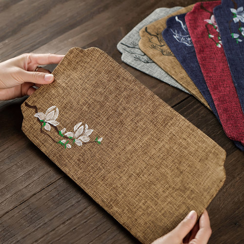 哲明手绘茶铺茶席防水小号垫麻布