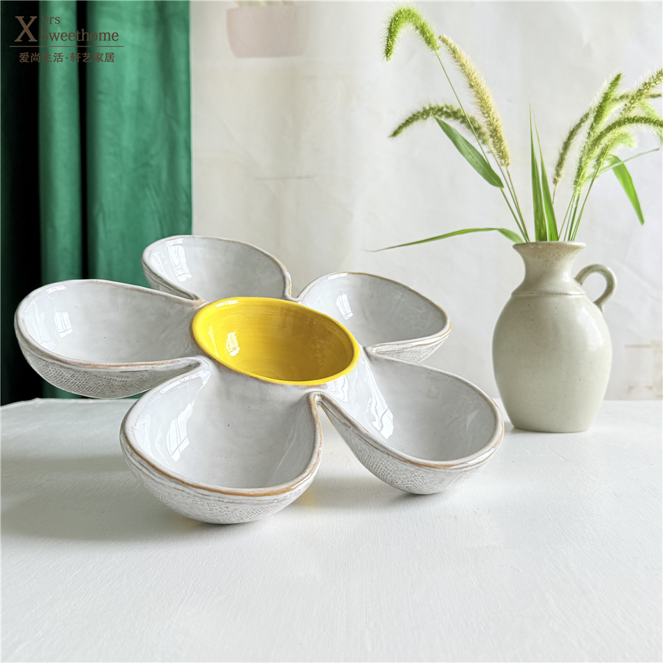 多功能复古做旧花瓣造型分格盘