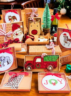 轩艺家居mud圣诞节挂饰 节日装饰 圣诞老人 房子汽车挂牌节日礼品