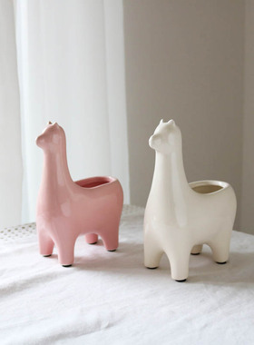 diy美国粉色可爱风花盆蜡烛摆件