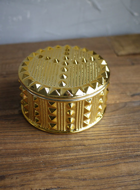 美国陶瓷镀金金色圆形收纳盒box