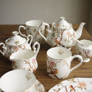 W1962出口英国高端骨瓷喜上眉梢花鸟茶具套装/英式茶具/茶杯/餐盘