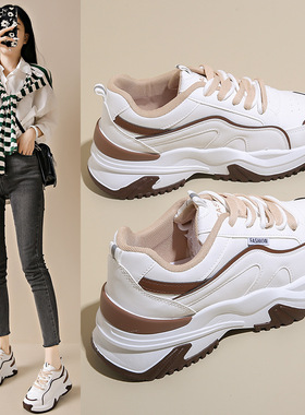 韩版老爹鞋女2025春季新款透气学生休闲鞋ins潮厚底运动鞋a28
