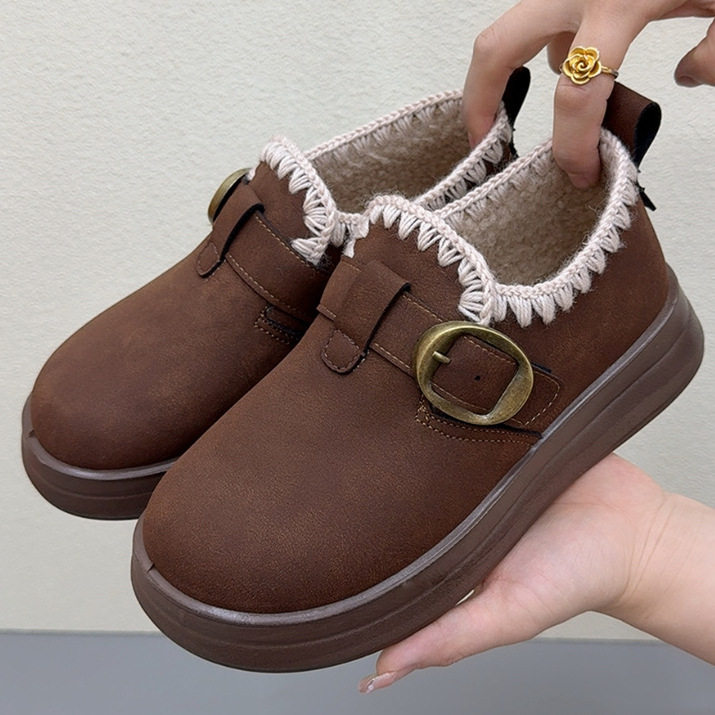 厚底加绒勃肯鞋女冬季新款加厚保暖雪地靴老北京棉鞋一脚蹬乐福鞋,女鞋,时尚雪地靴,淘宝优惠券,粉丝福利购,淘宝优惠卷