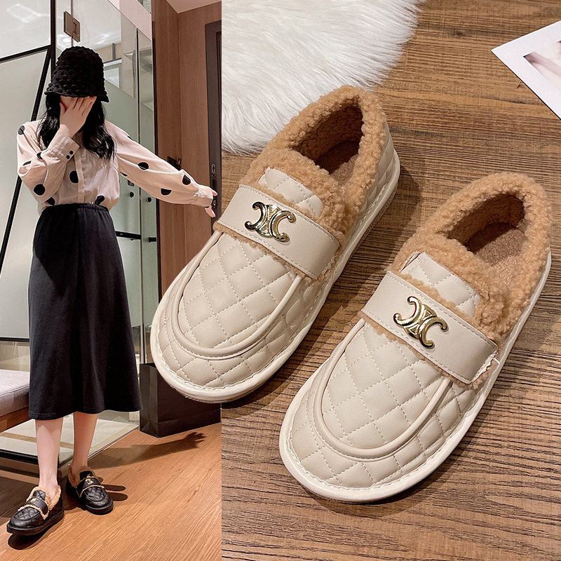 包邮冬季女棉鞋加绒保暖一脚蹬豆豆鞋妈妈时尚低帮雪地靴平底鞋女,女鞋,时尚雪地靴,淘宝优惠券,粉丝福利购,淘宝优惠卷