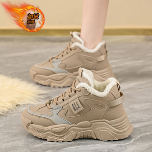 韩版 新款 保暖运动鞋 ins棉鞋 加绒高帮老爹鞋 k819 女2024冬季