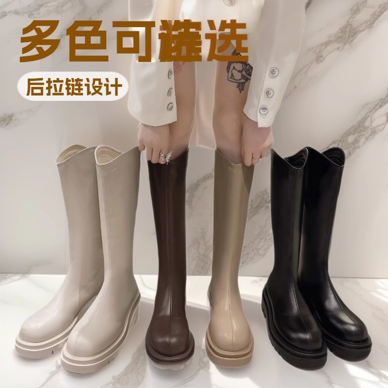 外贸2025新款骑士靴女粗腿大筒围长筒靴胖长靴高筒靴胖妹大码女靴
