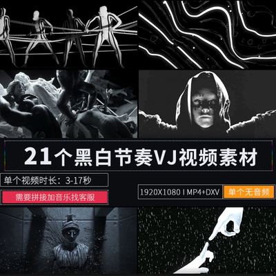 黑白节奏频屏闪LED演出背景舞台派对音乐节直播夜场VJ视频素材