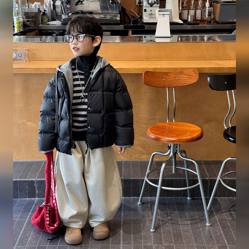男童羽绒服2025冬季新款儿童加厚洋气蓬松面包服保暖90白鸭绒外套