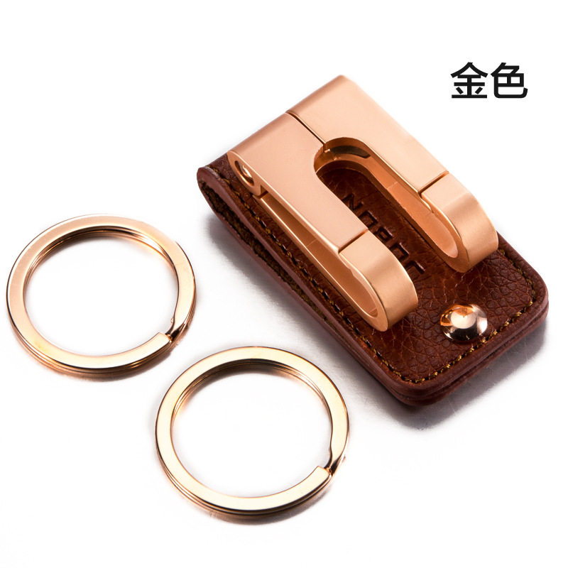 jobon中邦新商务玫金色汽车男士皮带腰挂双环高档钥匙圈扣挂件链