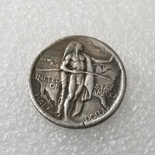 纯手工匠复古法作旧合金复刻道具工艺美国1938俄勒冈州铜镀银元圆