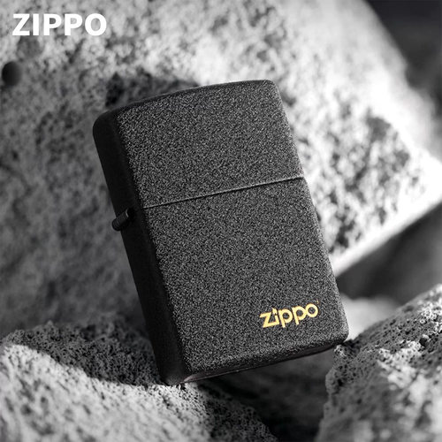 zippo煤油打火机官正品美国芝宝经典皱纹磨砂黑色裂漆光板面标志
