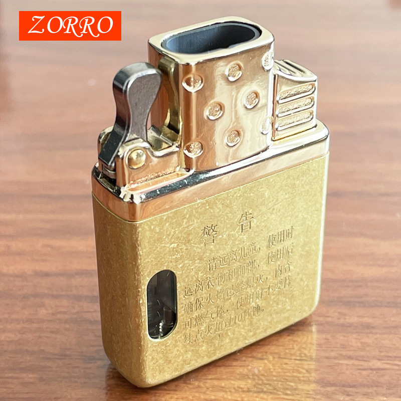 香港佐罗ZORRO正品牌打火机纯铜不锈钢原铜滚花双直冲防风罩机芯
