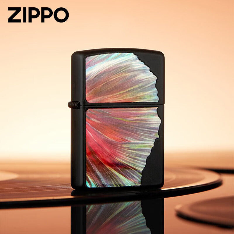 zippo煤油打火机官正品美国芝宝黑色哑漆经典艺术粉色彩繁华浮梦