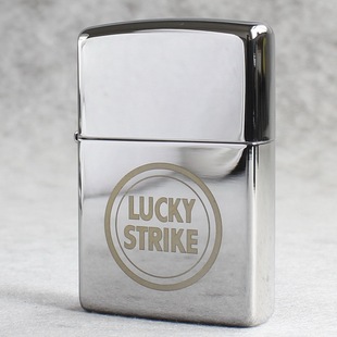 zippo煤油打火机官正品美国芝宝经典镀铬银色光板刻花好彩圆标志